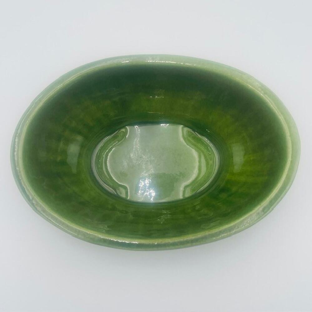 Haeger Vintage Dark Green Oval Pottery Planter Fluted Ribbed #3938 - USA